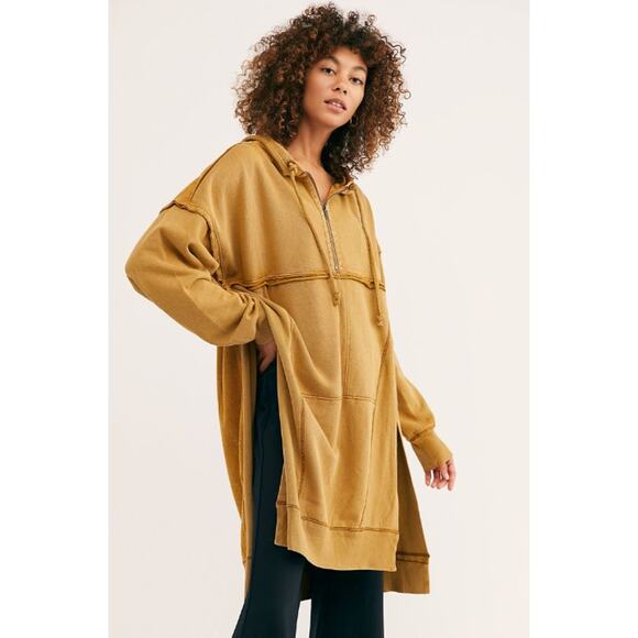 Free People We The Free Sunny Side Pullover Hoodie Long Sweatshirt Oversized - Picture 2 of 12